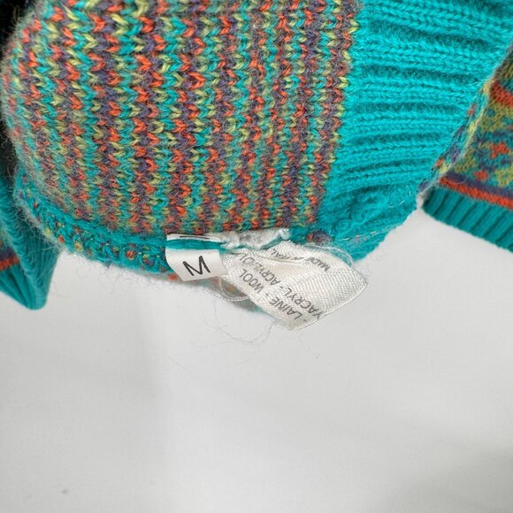 Vintage‎ Personaggi Celebri Sweater Mens Medium Blue Wool Blend Collar - Picture 5 of 7